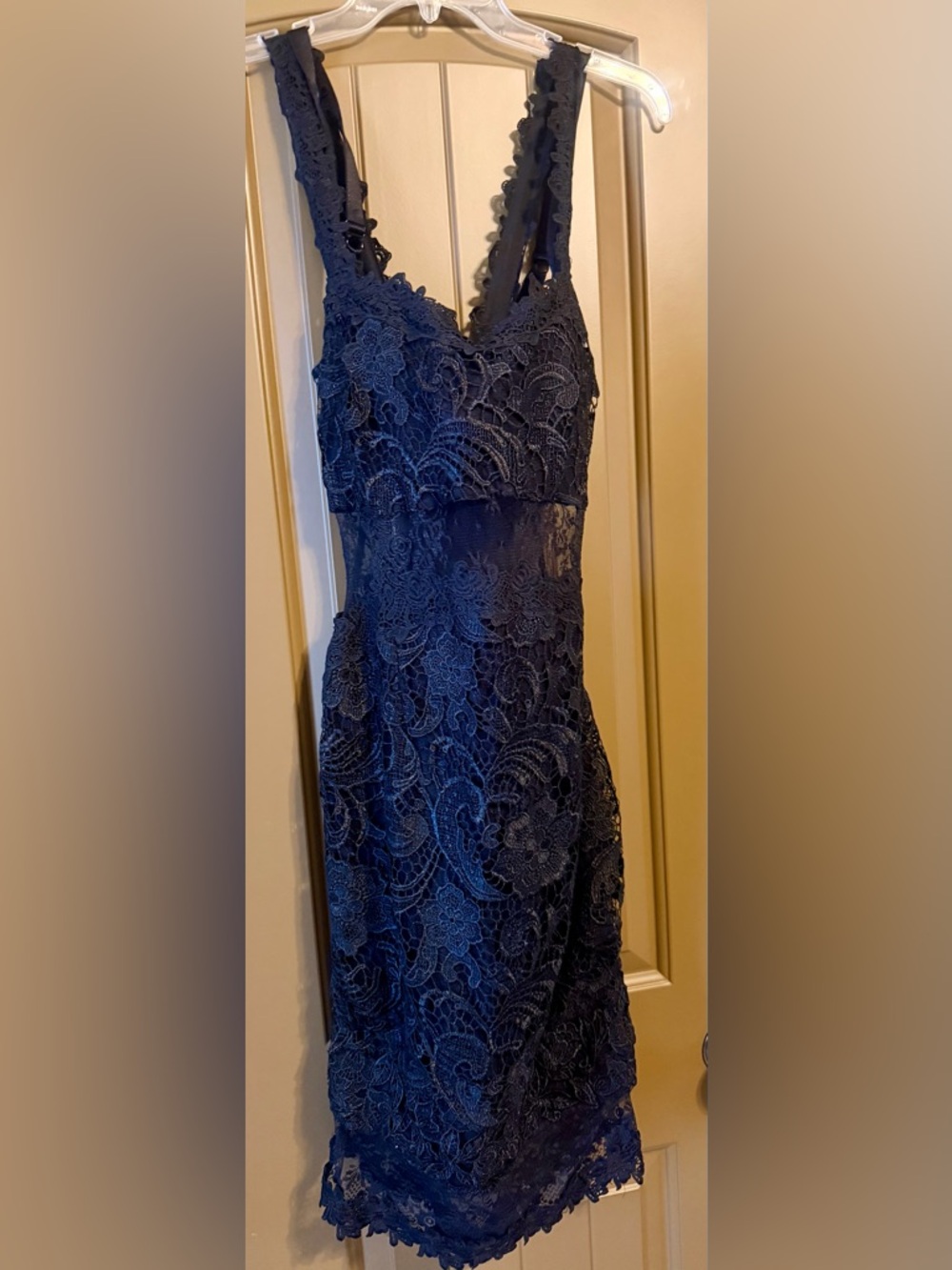 VENUS Navy Blue Lace Midi Dress